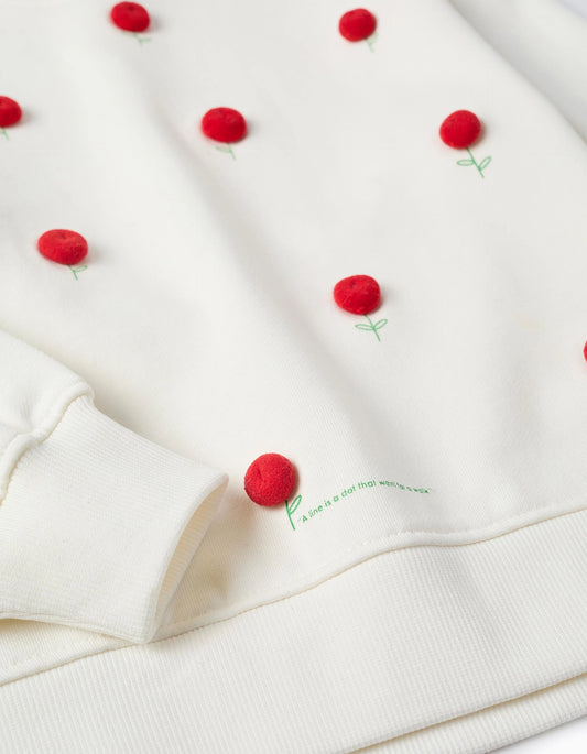Sudadera algodón con Lunares en Relieve Niña