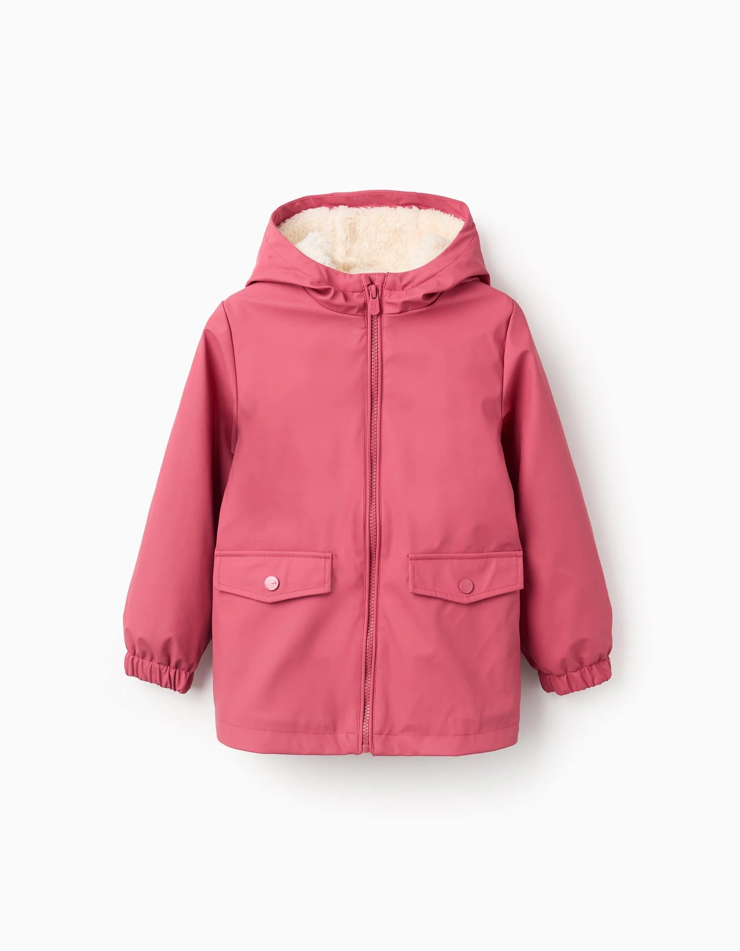 Parka de Goma con Capucha y Forro de Sherpa