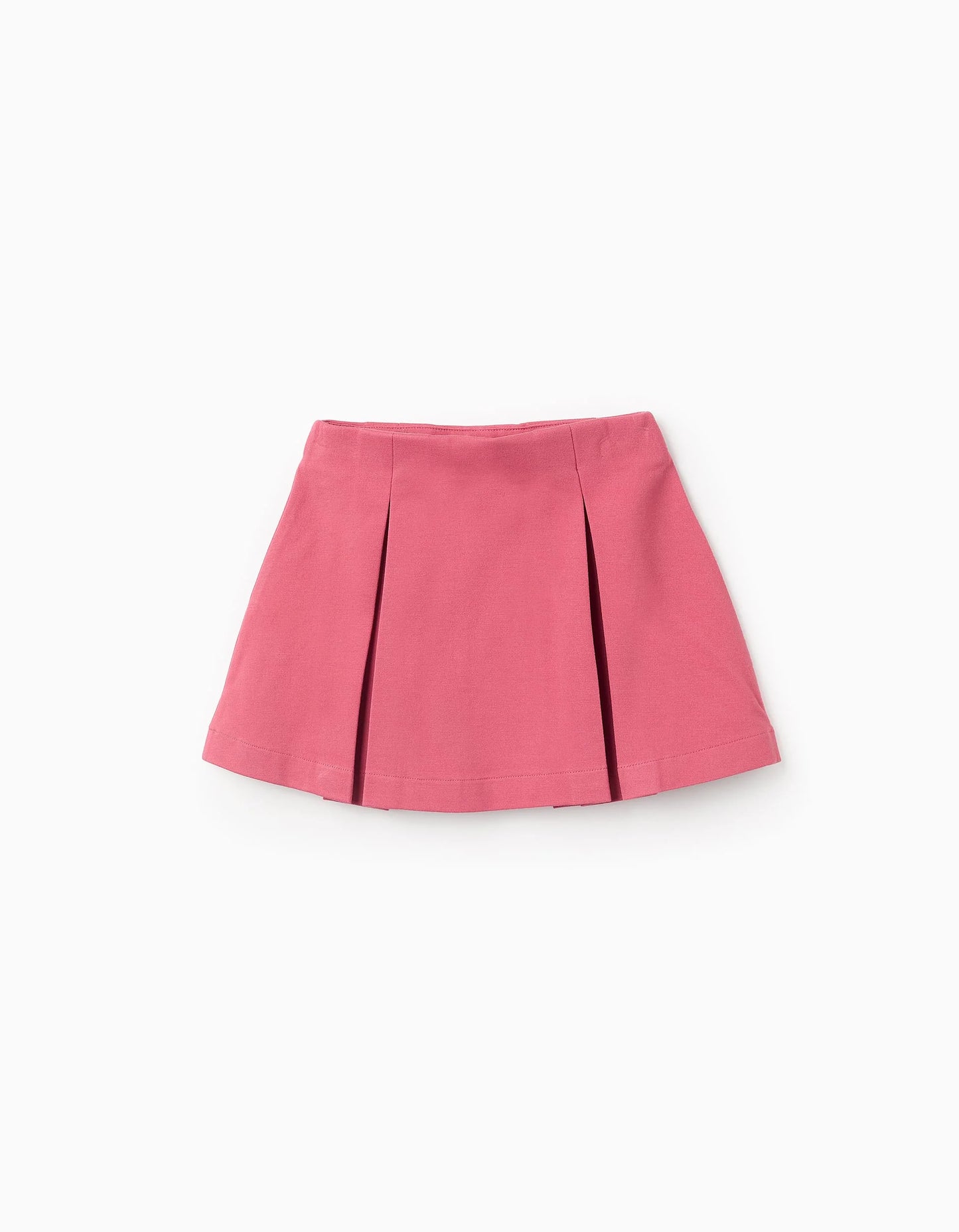 Falda de Pliegues en Punto Roma para Niña Rosa