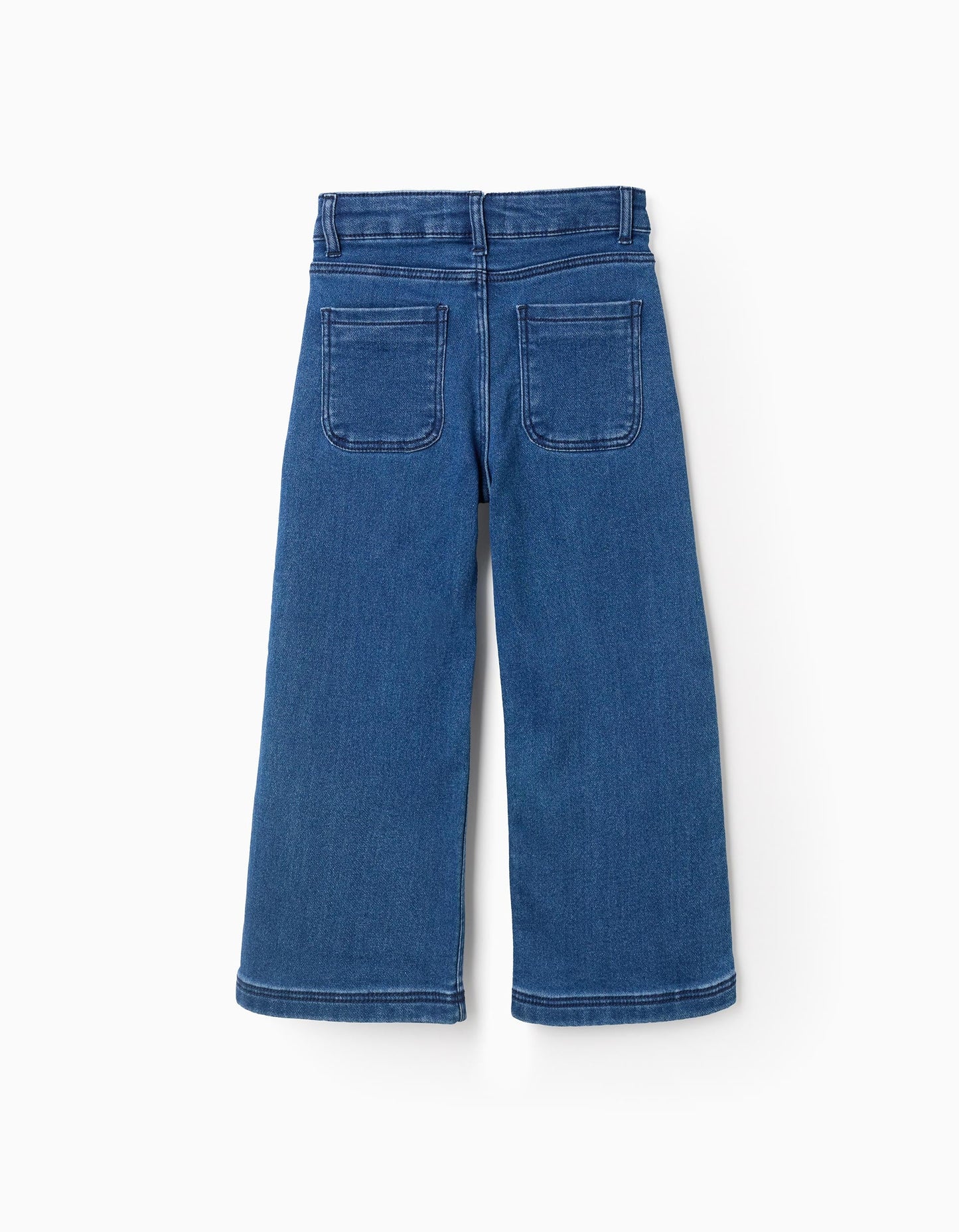 Pantalón Vaquero con Botones Plateados para Niña 'Wide Leg' Azul