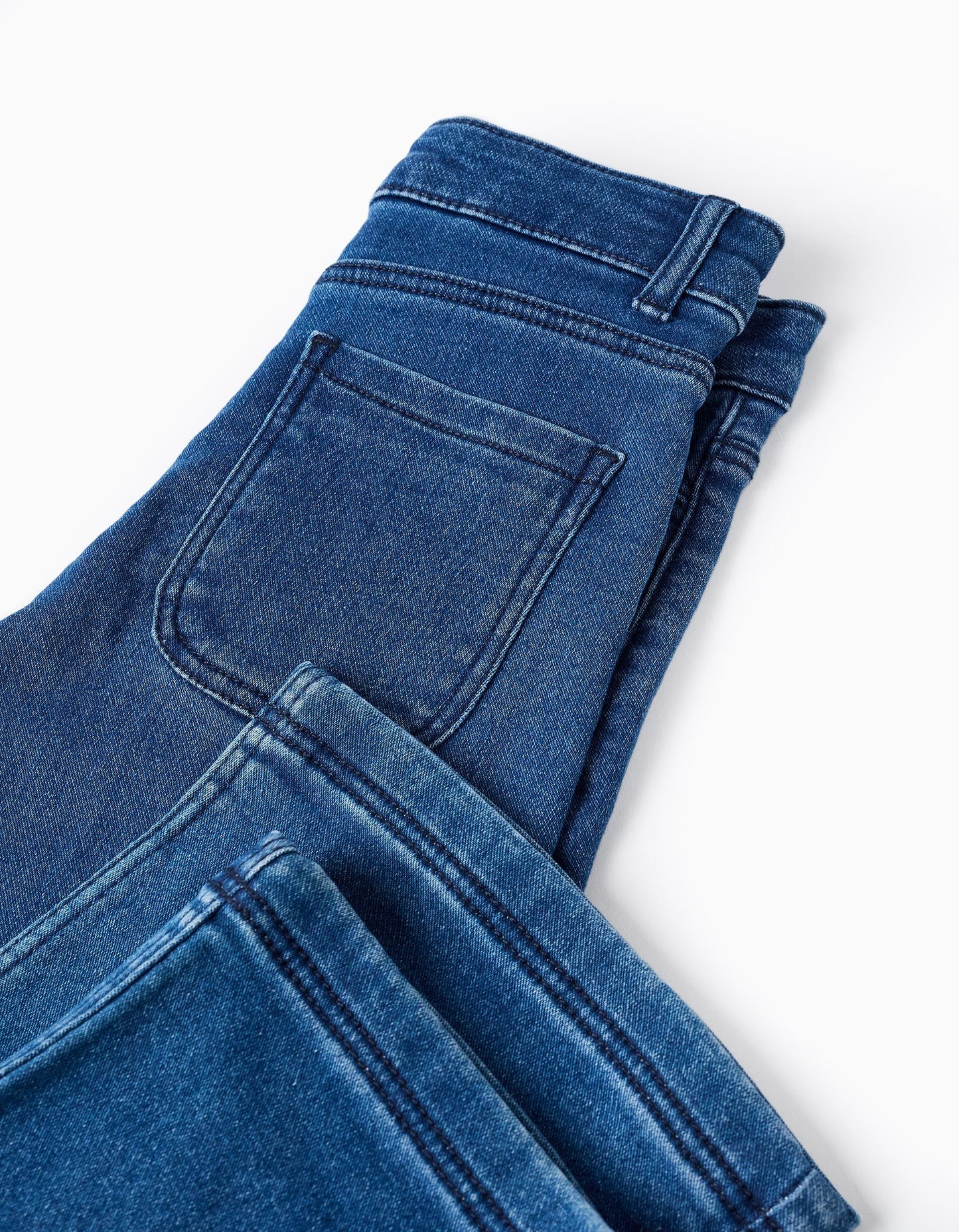 Pantalón Vaquero con Botones Plateados para Niña 'Wide Leg' Azul
