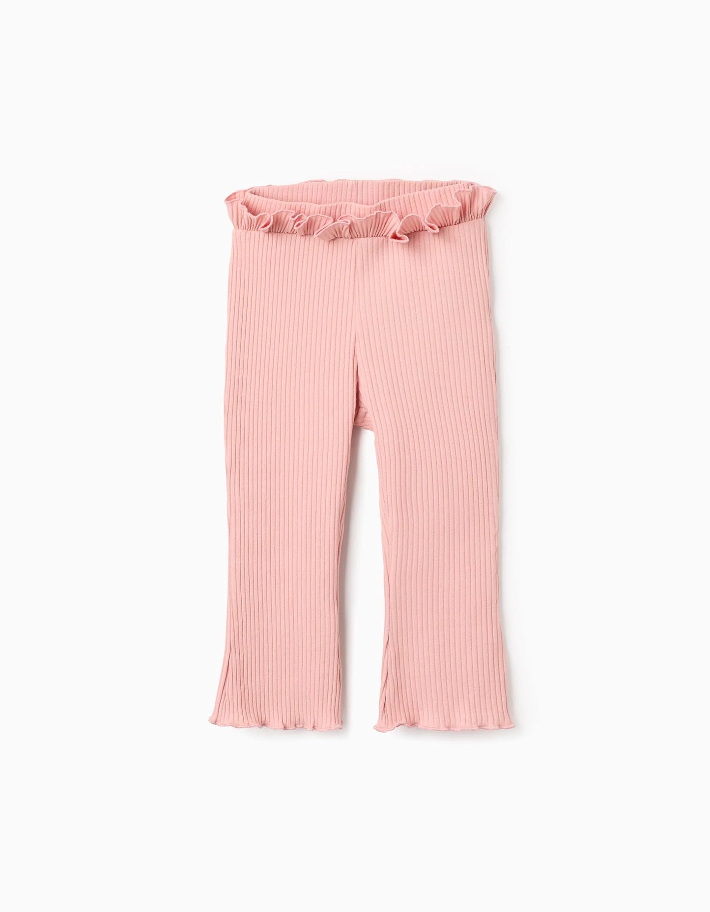 Pantalón acampanado con volantes y canalé