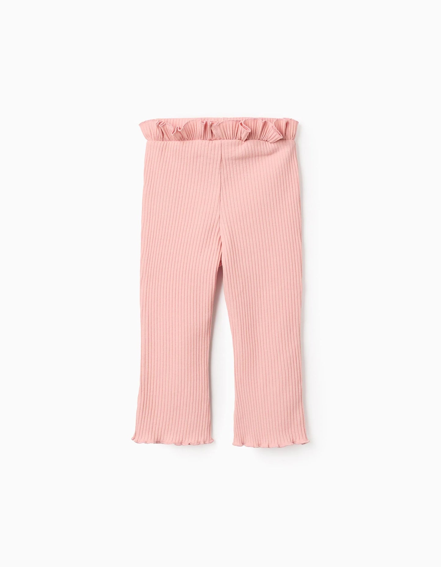 Pantalón acampanado con volantes y canalé