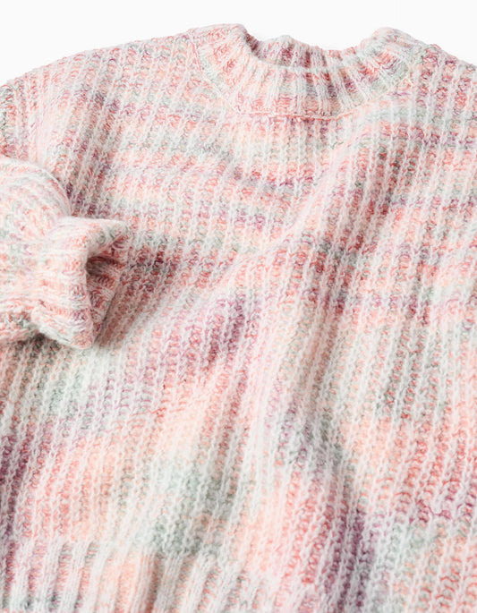 Jersey de Punto Grueso para Niña, Multicolor
