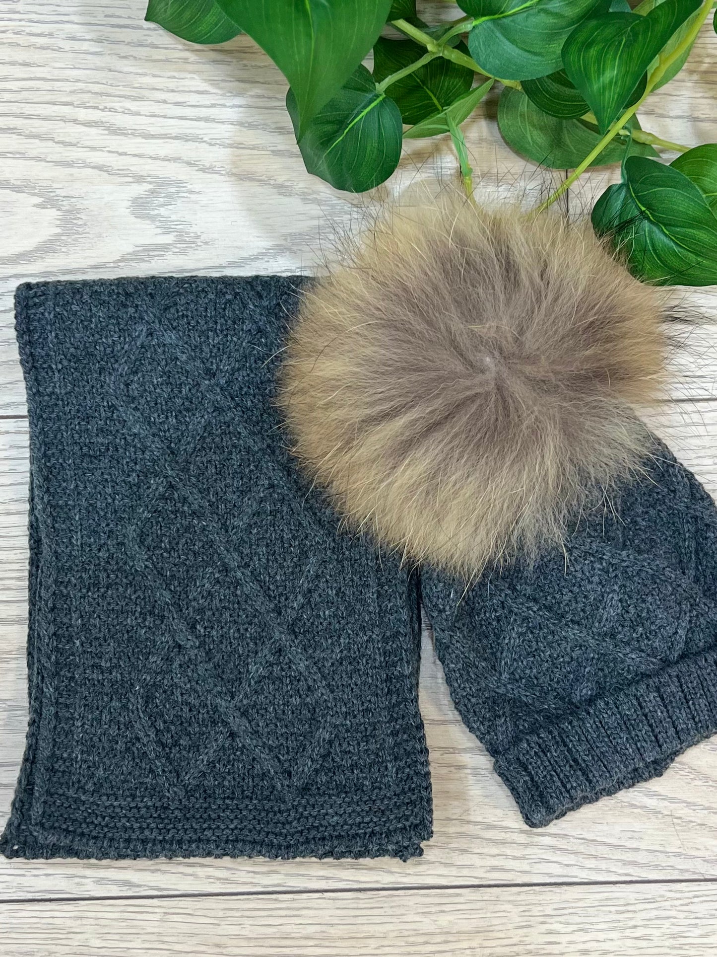 Conjunto gorro+bufanda gris antracita 24715