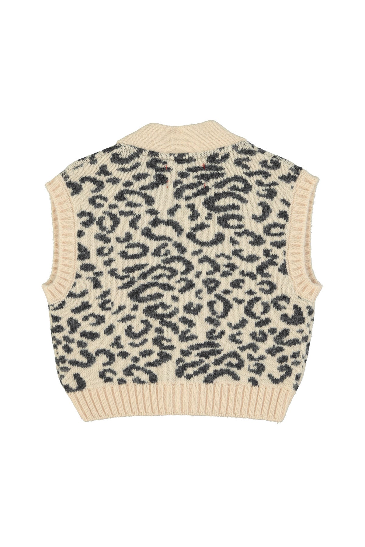 Chaleco de punto | Rosa claro con estampado animal negro
