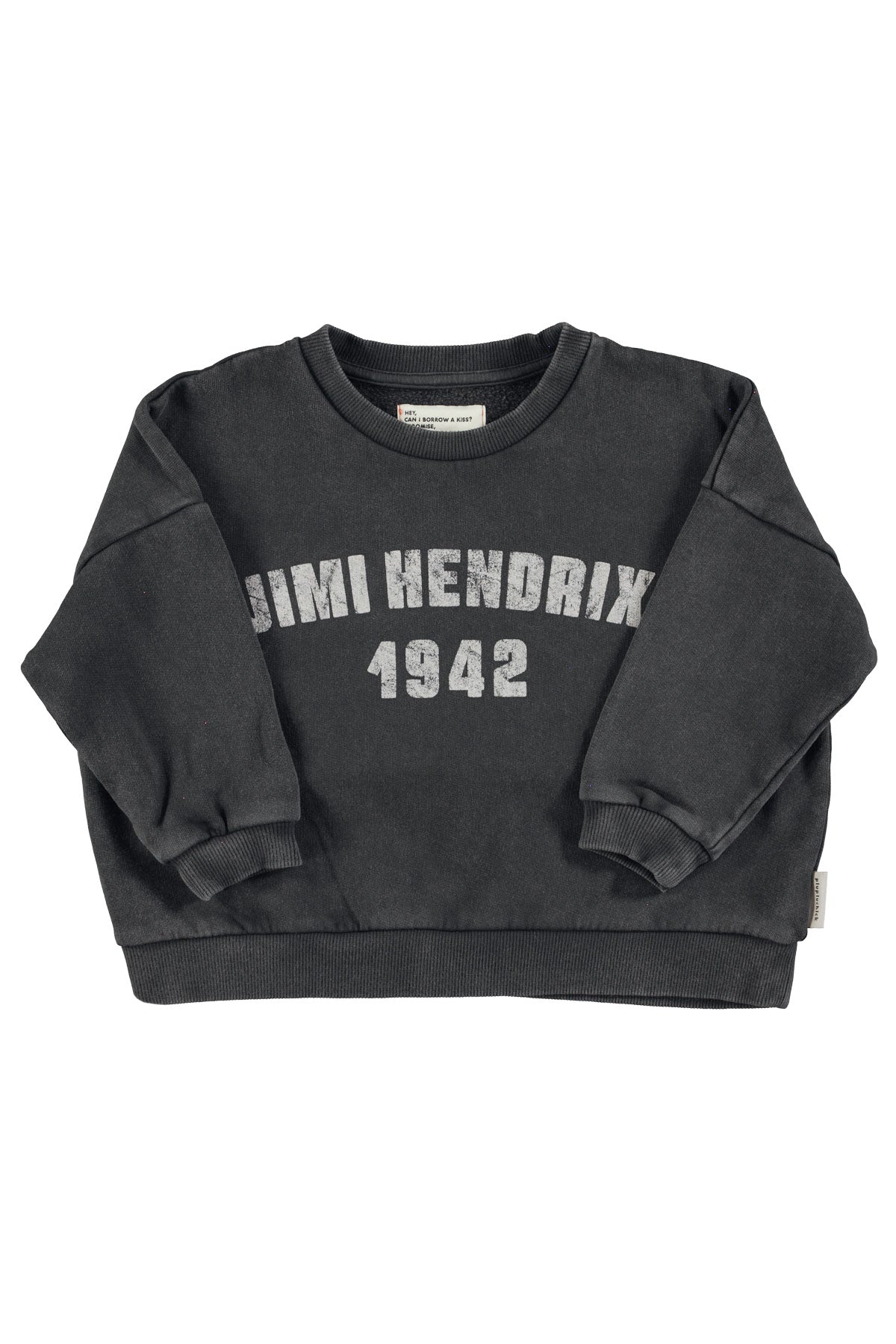 Sudadera | Negro descolorido con estampado de "Jimi Hendrix"