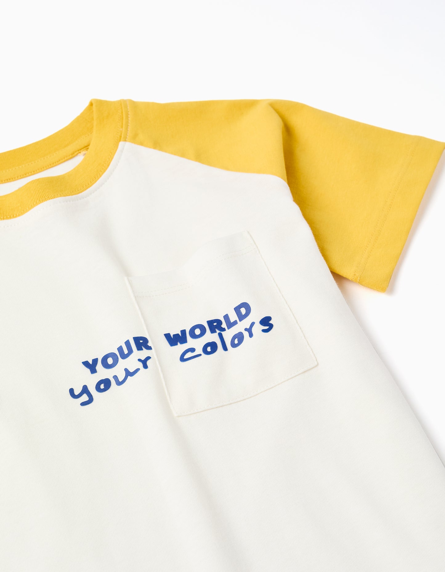 Camiseta niño de algodón con estampado Colors blanco/amarillo