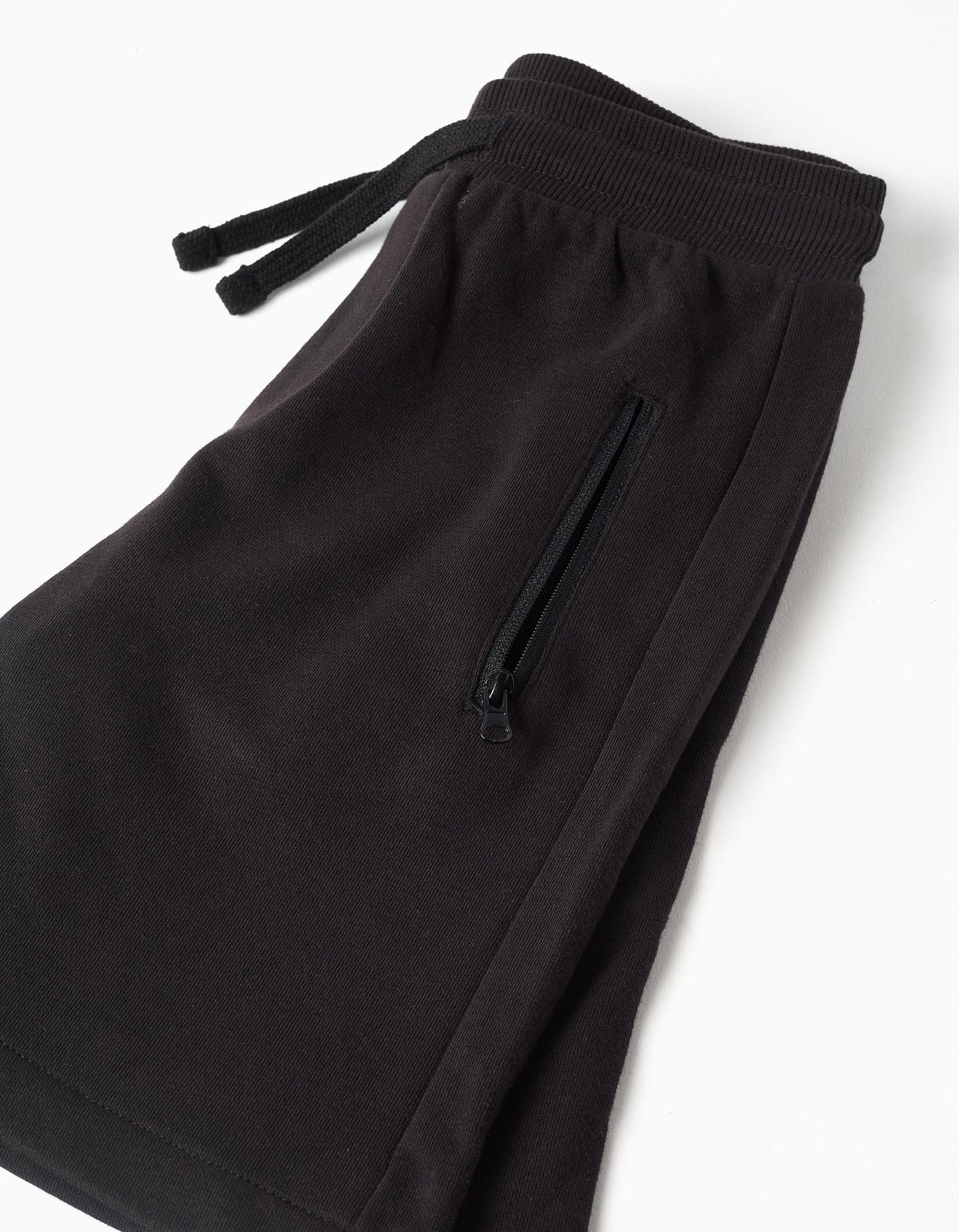 Pantalón corto niño con cordón y bolsillos negro