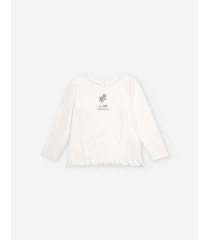 Camiseta blanca estampada para niña