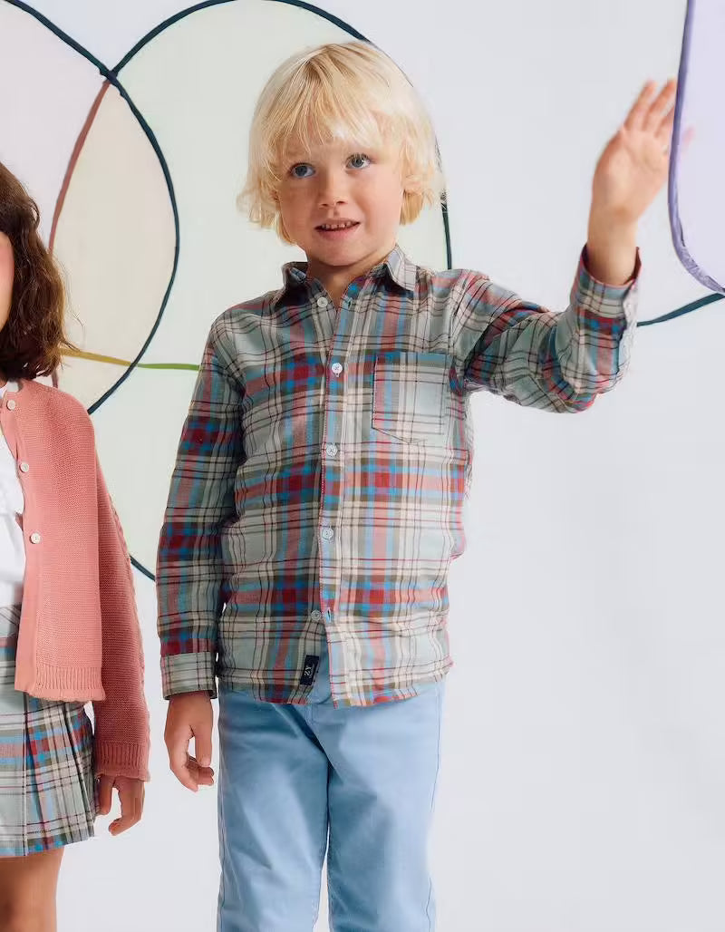 Camisa de algodón a cuadros 'B&S' para niño