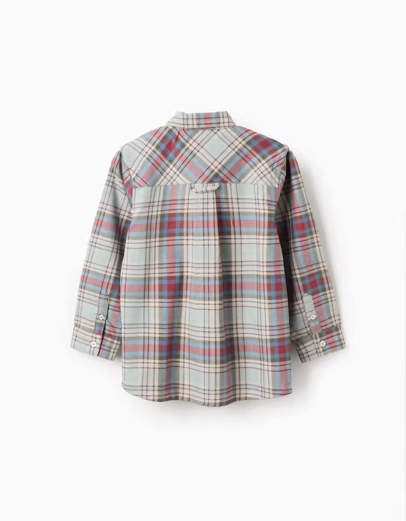 Camisa de algodón a cuadros 'B&S' para niño