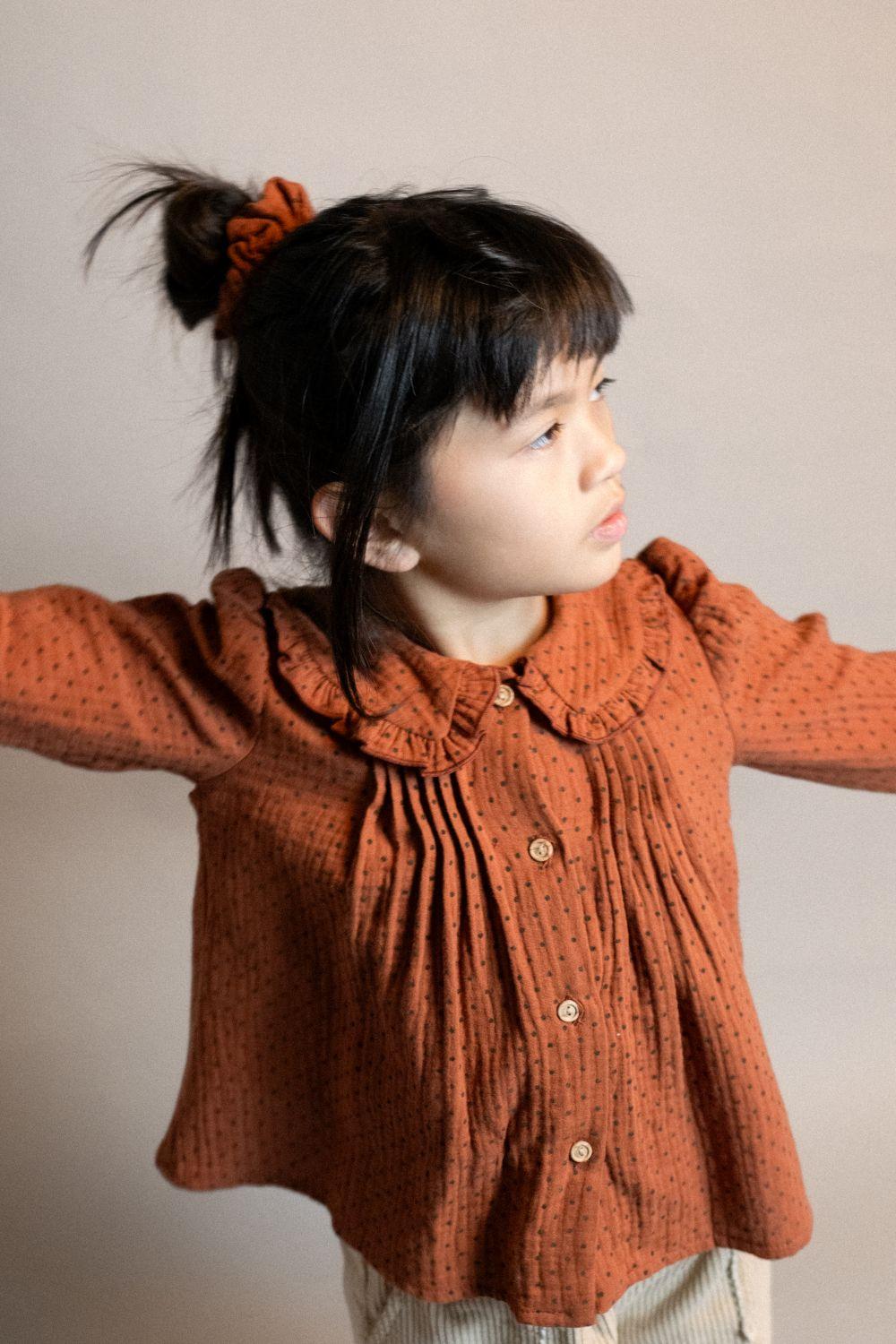 Blusa niña teja topos Mia y Lia