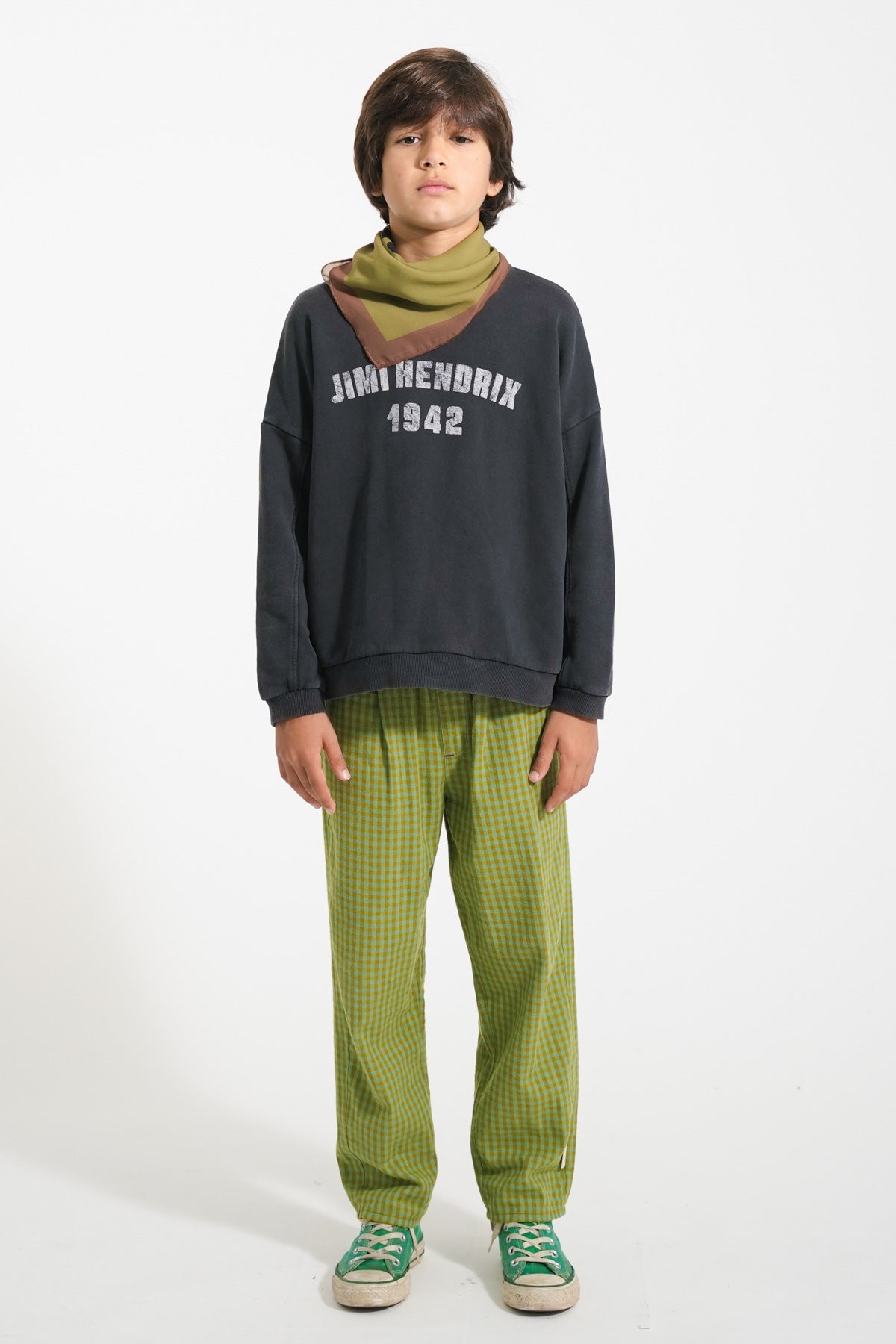 Sudadera | Negro descolorido con estampado de "Jimi Hendrix"