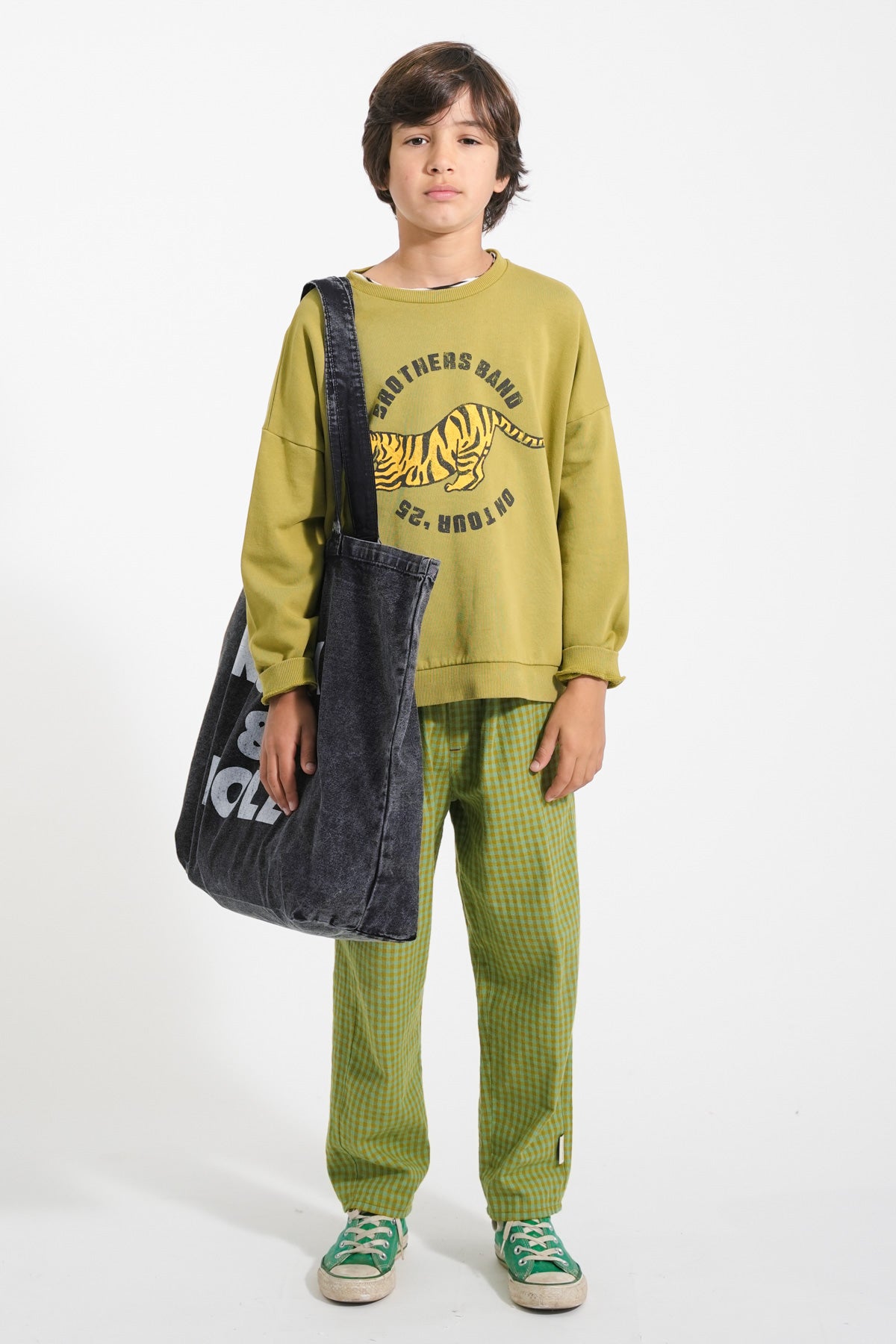 Sudadera | Verde oliva con estampado de tigre