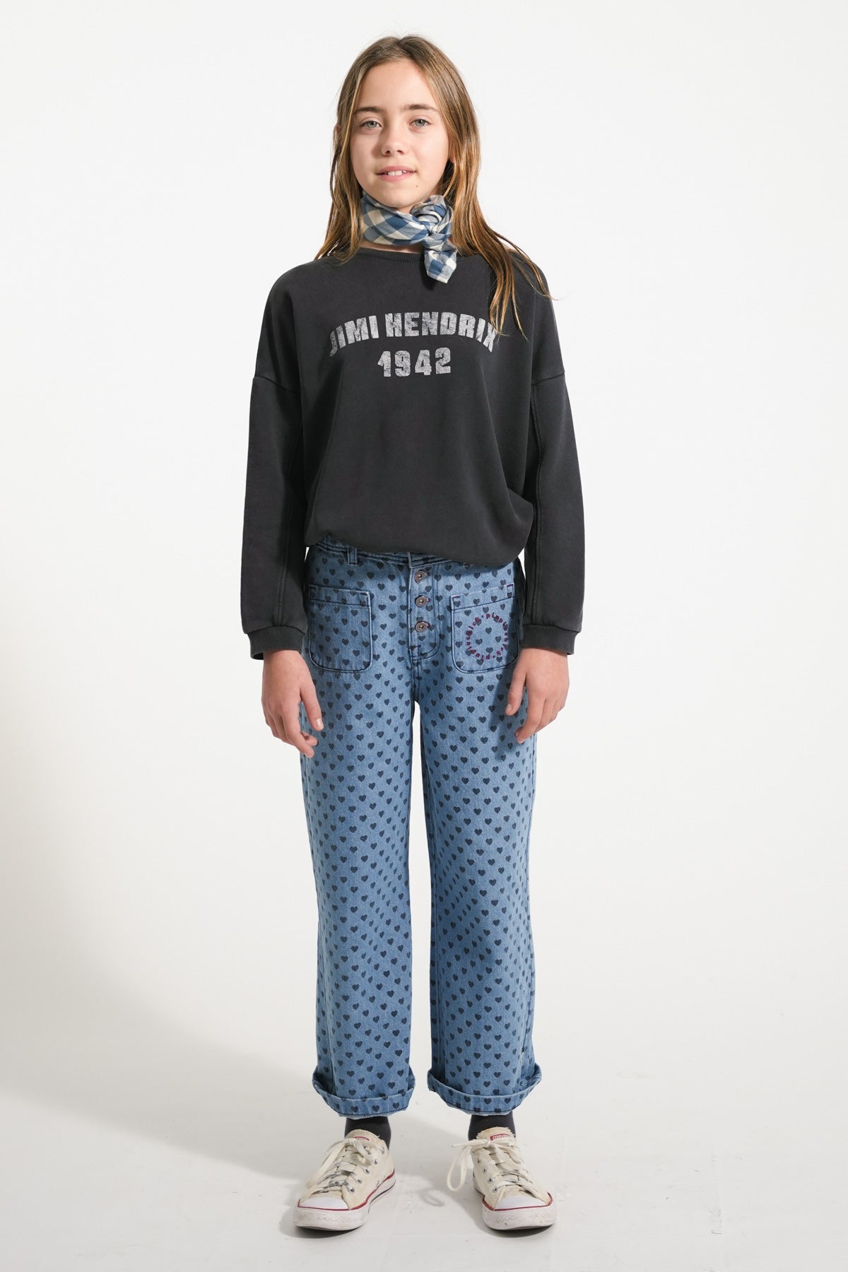 Sudadera | Negro descolorido con estampado de "Jimi Hendrix"