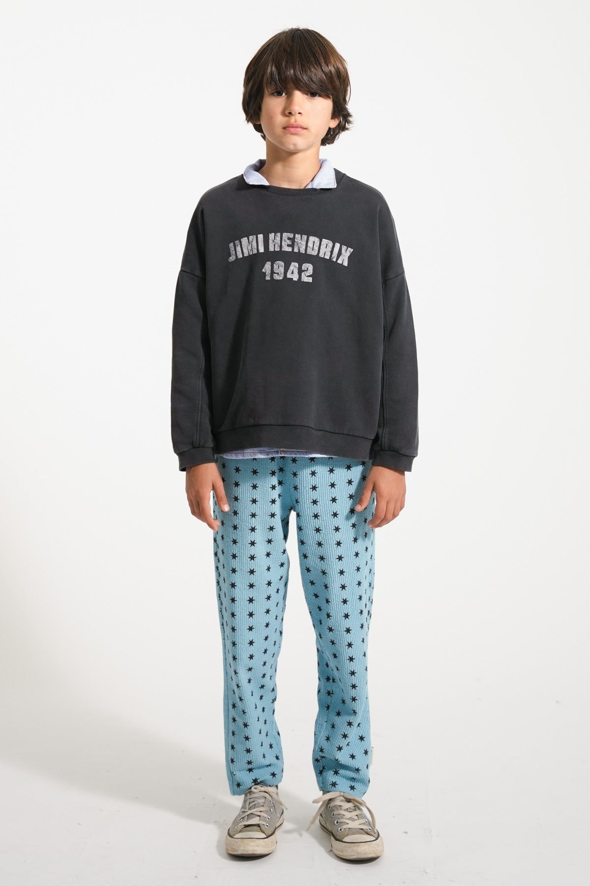 Sudadera | Negro descolorido con estampado de "Jimi Hendrix"