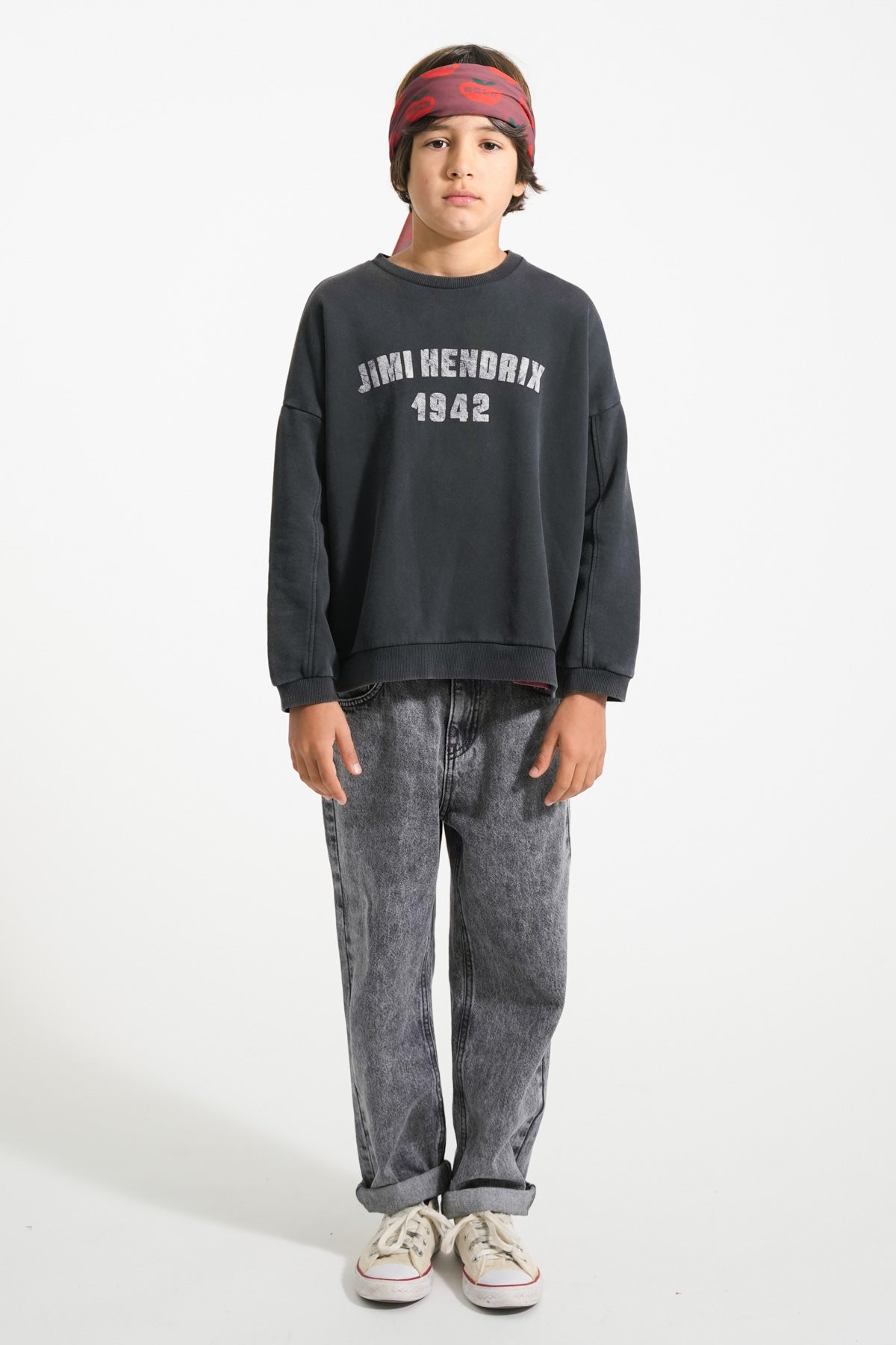 Sudadera | Negro descolorido con estampado de "Jimi Hendrix"