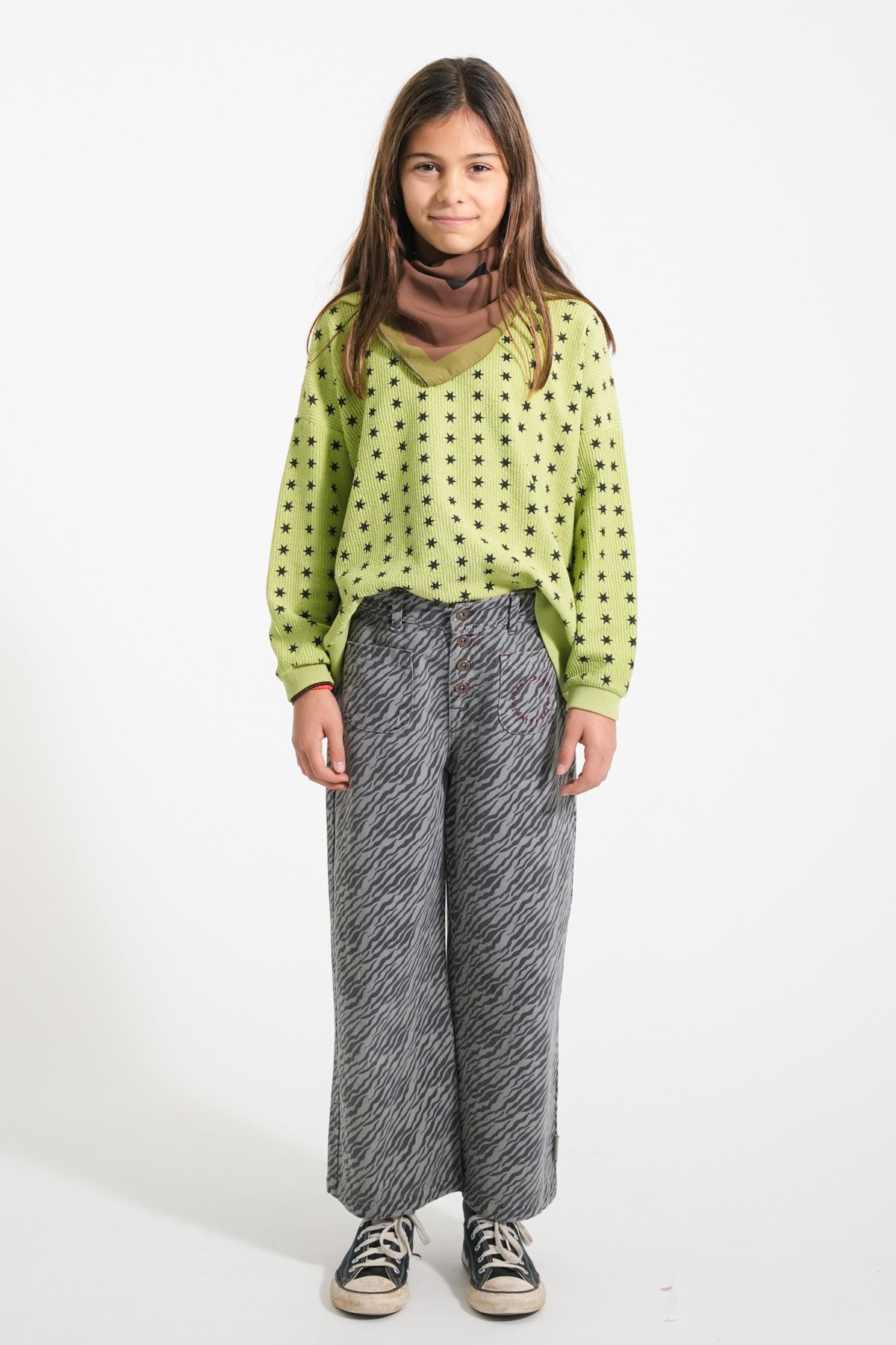 Pantalón acampanado | Gris con estampado de cebra