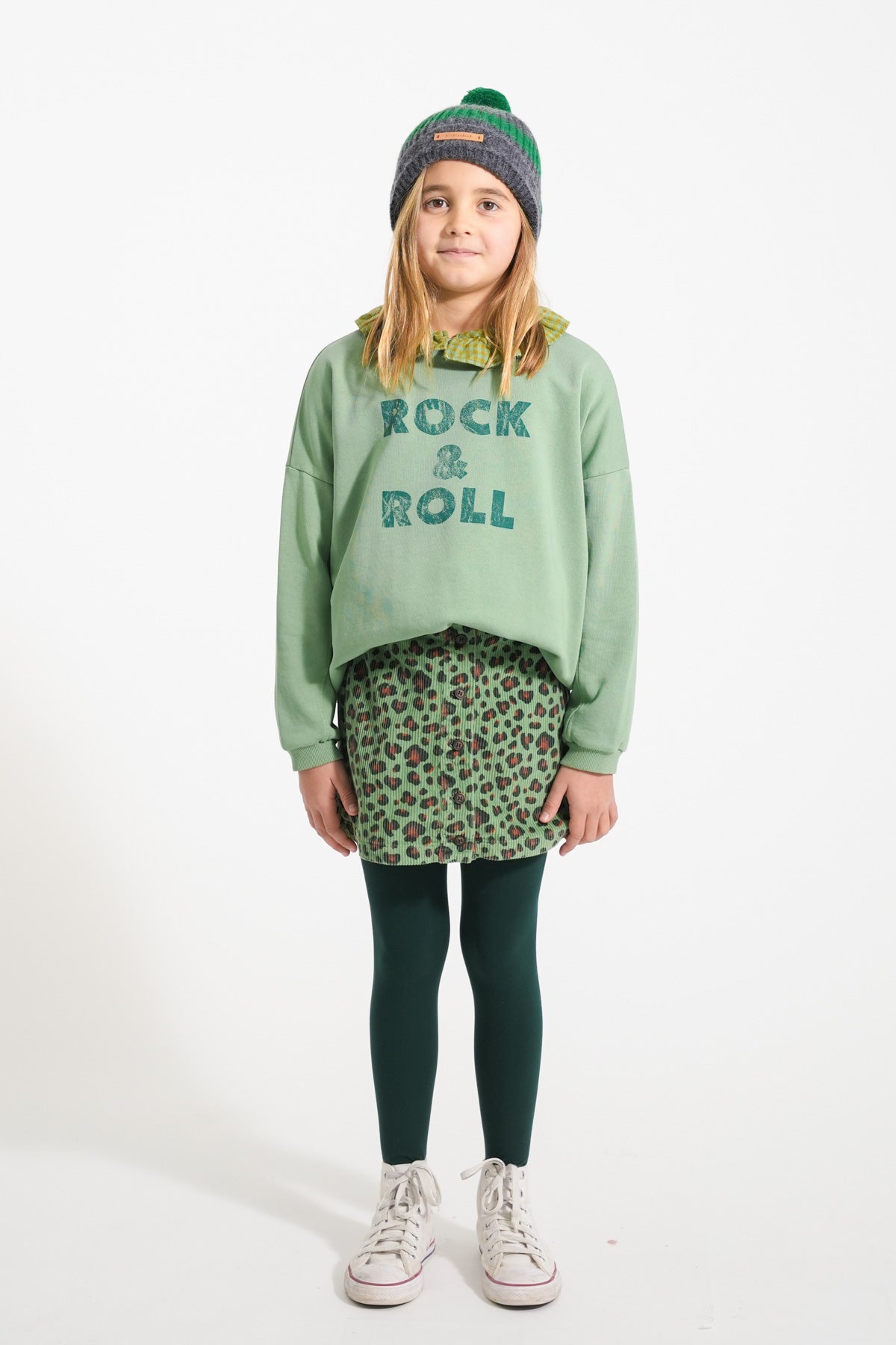 Sudadera | Verde con estampado "rock & roll"