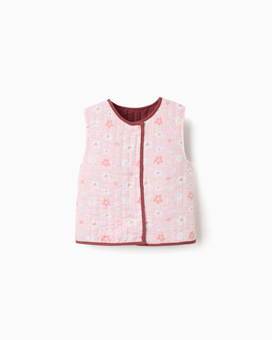 Chaleco niña reversible 100% algodón y con motivo floral