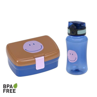 Kit botella+tupper SMILE CARAMEL/BLU - Lässig