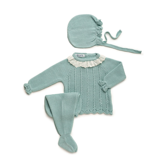 Conjunto bebé cielo/blanco Juliana