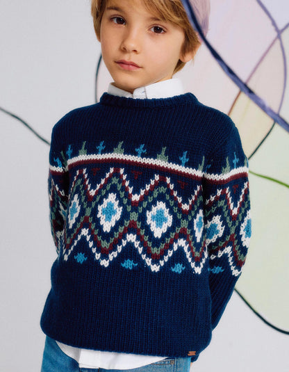 Jersey niño de Punto con Jacquard para Niño, Azul Oscuro - Zippy