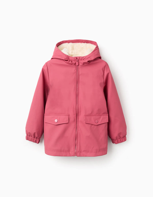Parka de Goma con Capucha y Forro de Sherpa