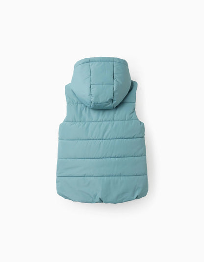 Chaleco niño Acolchado con Capucha Verde Agua - Zippy