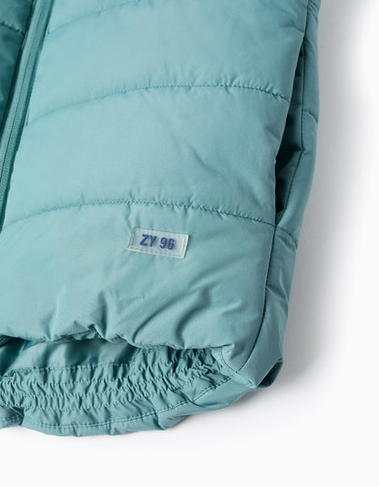 Chaleco niño Acolchado con Capucha Verde Agua - Zippy