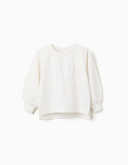Sudadera niña blanca estampado relieve - Zippy