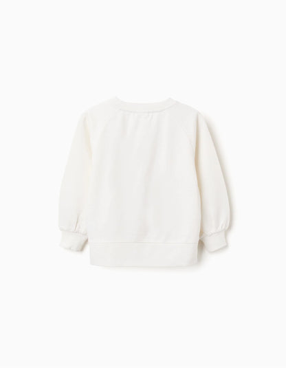 Sudadera niña blanca estampado relieve - Zippy
