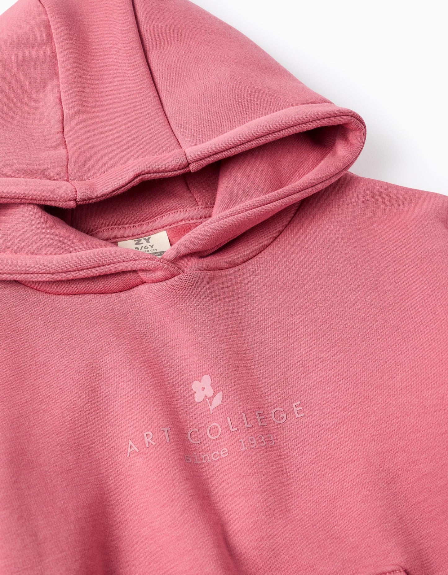 Sudadera capucha y mangas volante niña