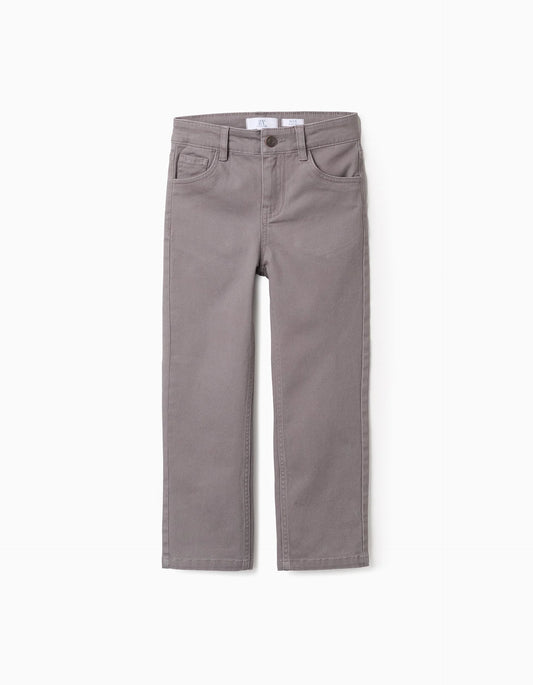 Pantalón de Sarga para Niño 'Slim Fit' Gris