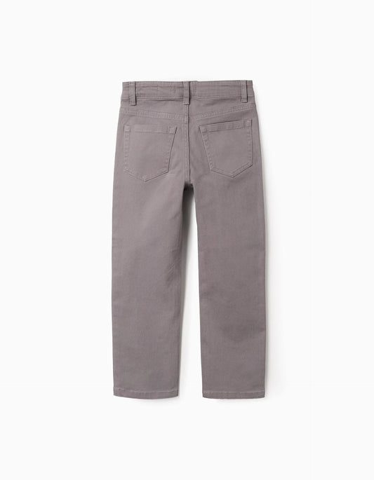 Pantalón de Sarga para Niño 'Slim Fit' Gris