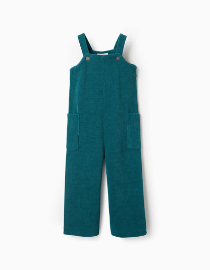 Peto de punto trenzado con bolsillos para niña azul - Zippy