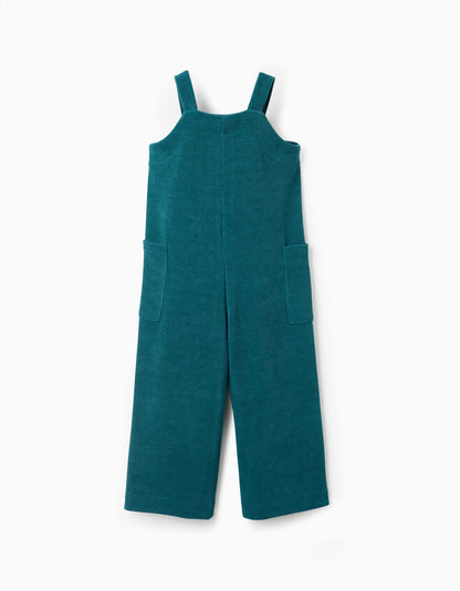 Peto de punto trenzado con bolsillos para niña azul - Zippy