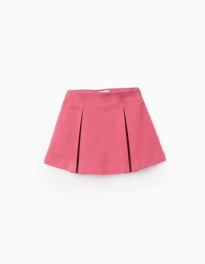Falda de Pliegues en Punto Roma para Niña  Rosa - Zippy