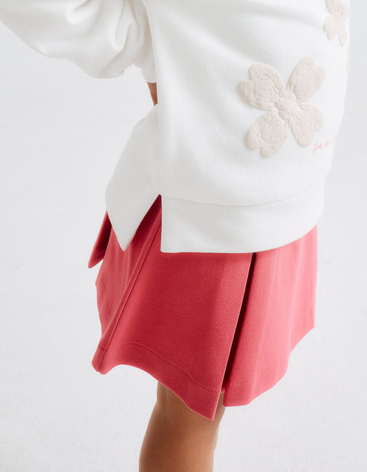 Falda de Pliegues en Punto Roma para Niña  Rosa