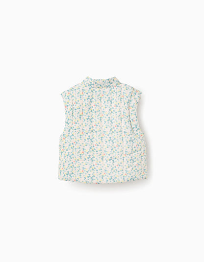 Chaleco de algodón con motivo floral y forro en sherpa para niña beige - Zippy