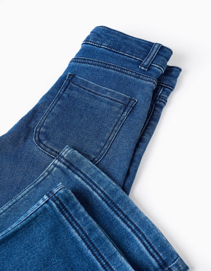 Pantalón niña Vaquero con Botones Plateados 'Wide Leg' Azul - Zippy