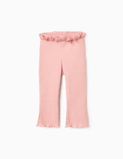 Pantalón niña acampanado con volantes y canalé - Zippy