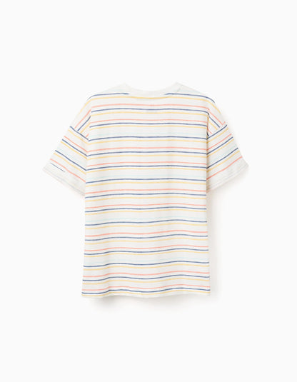 Camiseta niño a rayas con bolsillo multicolor - Zippy