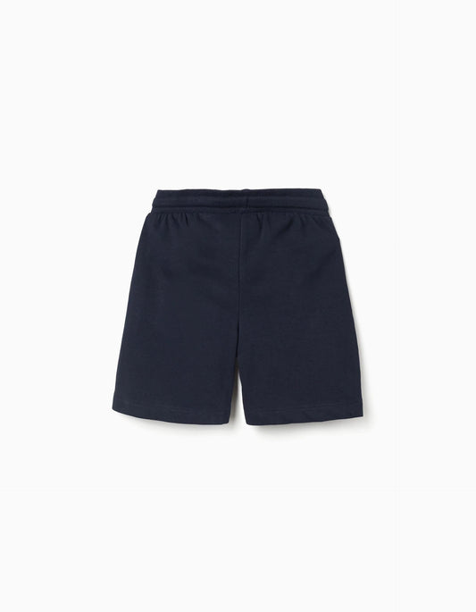 Pantalón corto niño con cordón y bolsillos  azul oscuro