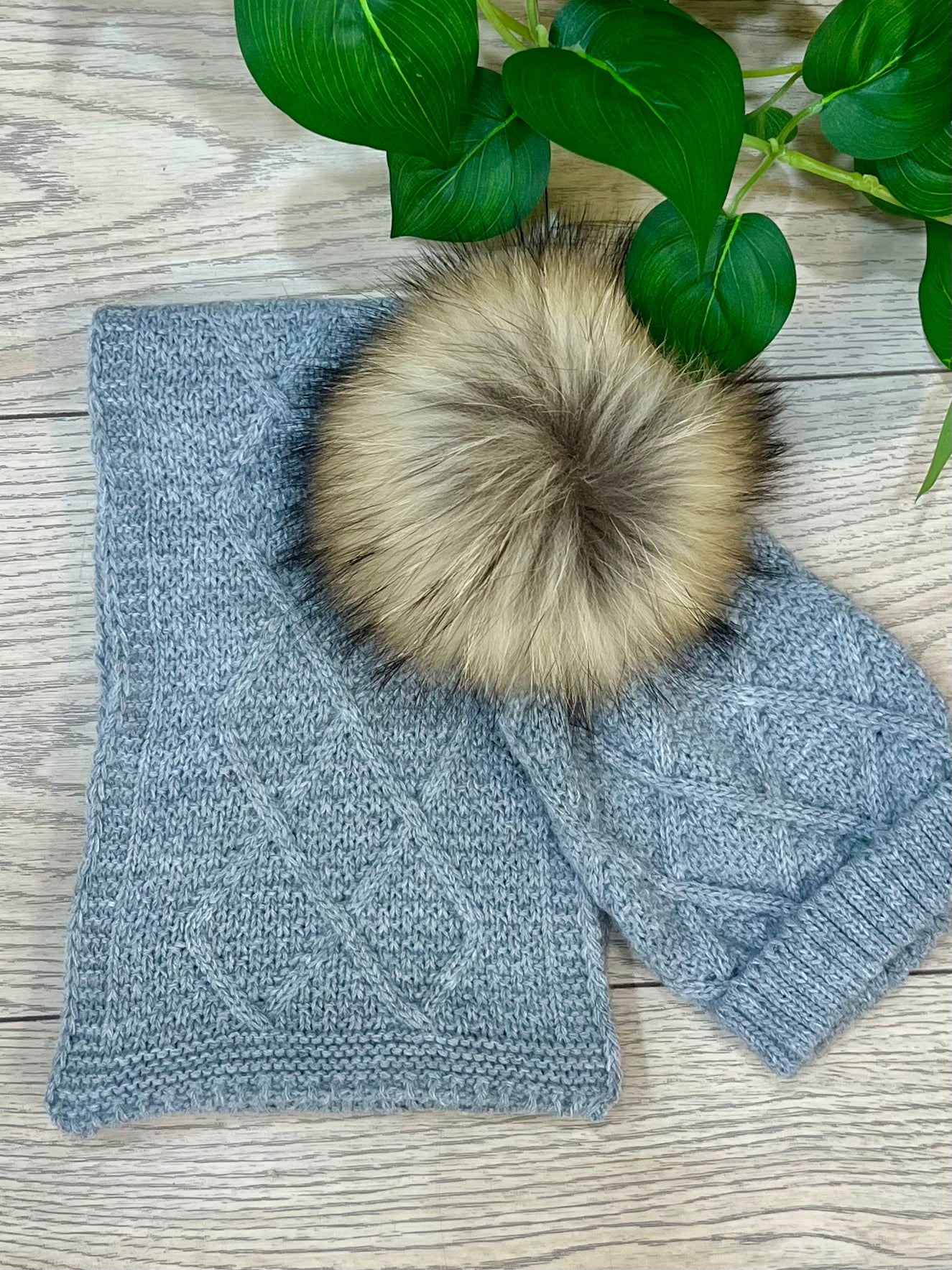 Conjunto gorro+bufanda gris 24715