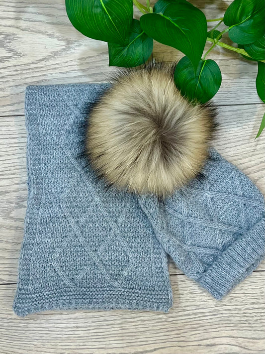 Conjunto gorro+bufanda gris 24715