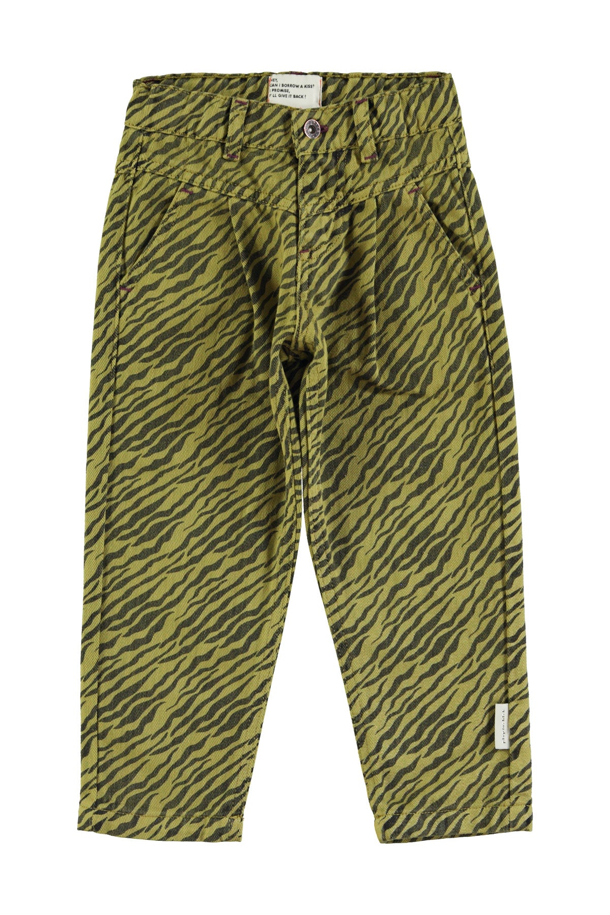 Pantalones mom fit | Verde oliva con estampado de cebra