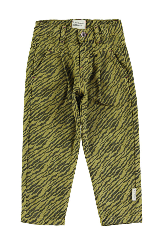 Pantalones mom fit | Verde oliva con estampado de cebra