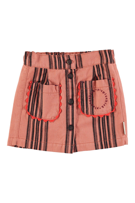 Falda corta | Rosa con rayas negras